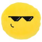 Μαξιλαράκι Αυτοκινητου Διακοσμητικό Στρογγυλό Ø28cm Happy Confort "Cool Emoji" Κίτρινο 1 Τεμάχιο