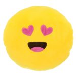 Μαξιλαράκι Αυτοκινητου Διακοσμητικό Στρογγυλό Ø28cm Happy Confort "Hearteyes Emoji" Κίτρινο 1 Τεμάχιο