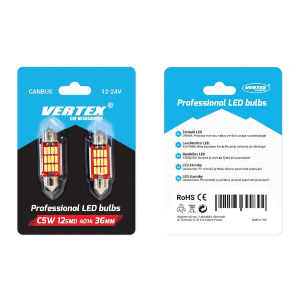 9W 5600K 12LED CANBUS FESTOON (ΛΕΥΚΟ) AMiO - 2 ΤΕΜ. - AIN-163266 LEFKELIS.GR