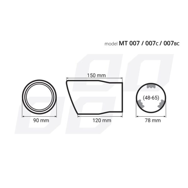ΑΚΡΟ ΕΞΑΤΜΙΣΗΣ MT-007BLC 48-65mm - ΣΤΡΟΓΓΥΛΟ AMIO – 1 ΤΕΜ. - Image 2