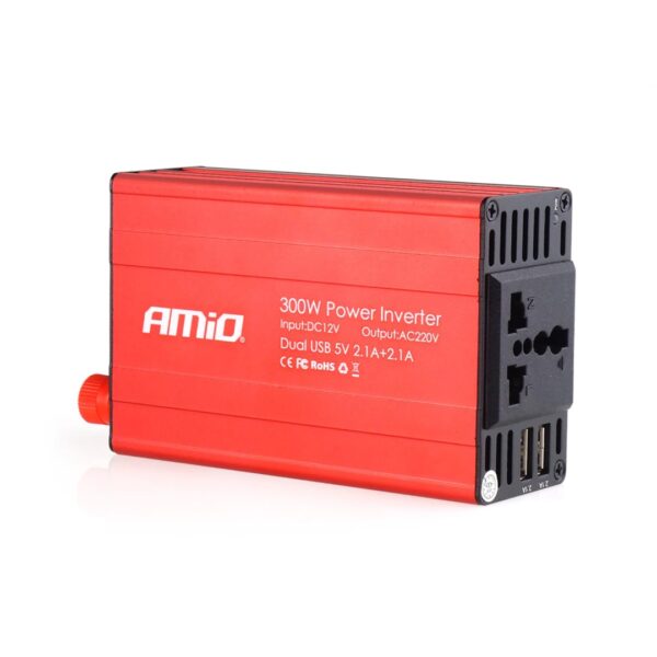 ALL IN POINT INVERTER 12-230V max300W-peak600W +2USB PI03 AMiO – 1 ΤΕΜ. - AIN-167267 iluma.GR