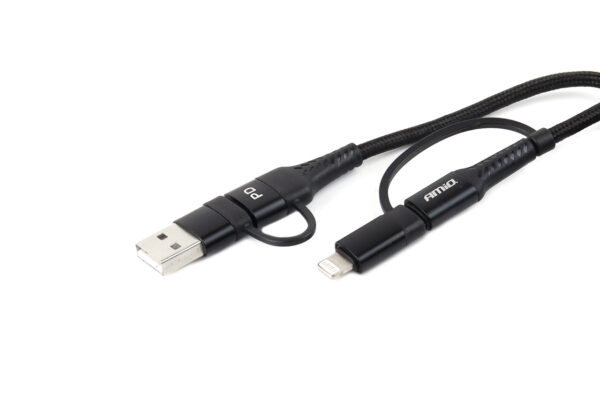 ΚΑΛΩΔΙΟ ΦΟΡΤΙΣΗΣ ΚΑΙ ΣΥΓΧΡΟΝΙΣΜΟΥ USB C/USB C iOs/USB A 100cm FullLINK UC-15 AMIO - Image 2