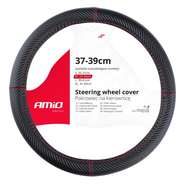 ALL IN POINT ΚΑΛΥΜΜΑ ΤΙΜΟΝΙΟΥ SWC-38 M 37-39cm ΣΕ ΜΑΥΡΟ CARBON ΧΡΩΜΑ ΜΕ ΚΟΚΚΙΝΗ ΡΑΦΗ ΑΜΙΟ - 1 ΤΕΜ. - AIN-181839 iluma.GR