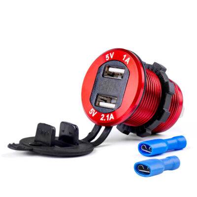 ALL IN POINT ΠΡΙΖΑ ΦΟΡΤΙΣΗΣ ΜΕ 2 ΘΥΡΕΣ USB ΚΑΙ ΨΗΦΙΑΚΟ ΒΟΛΤΟΜΕΤΡΟ ΜΕ ΚΑΠΑΚΙ ΚΟΚΚΙΝΗ 12/24V 5V 3.1A MOD-11 AMIO - AIN-173020 LEFKELIS.GR