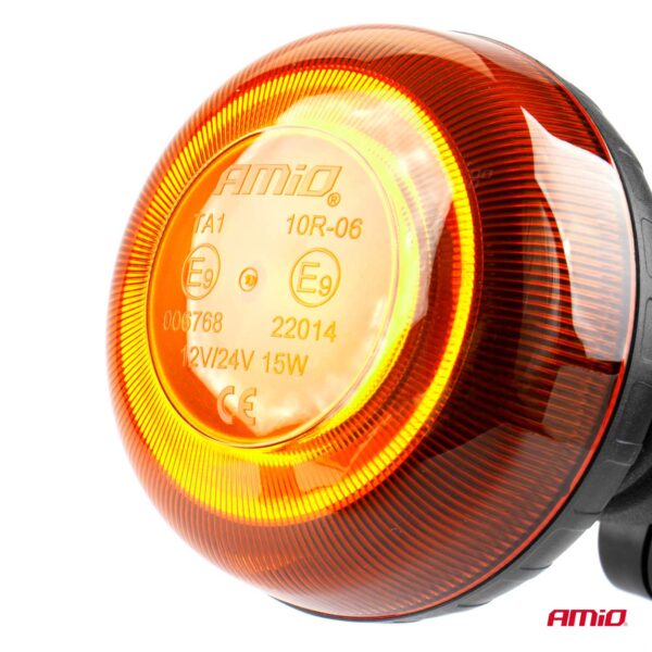 ΦΑΡΟΣ ΠΕΡΙΣΤΡΕΦΟΜΕΝΟΣ LED MINI 12/24V 18SMD ΕΛΑΣΤΙΚΟΣ ΒΙΔΩΤΟΣ ΠΟΡΤΟΚΑΛΙ 138x86mm AMIO -1 ΤΕΜ. - Image 2