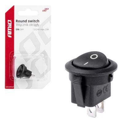 ALL IN POINT ΔΙΑΚΟΠΤΗΣ ON/OFF 2 ΕΠΑΦΩΝ 12V 20A  ΣΤΡΟΓΓΥΛΟΣ Φ20mm ΜΑΥΡΟΣ AMIO - 1 τεμ. - AIN-181389 LEFKELIS.GR