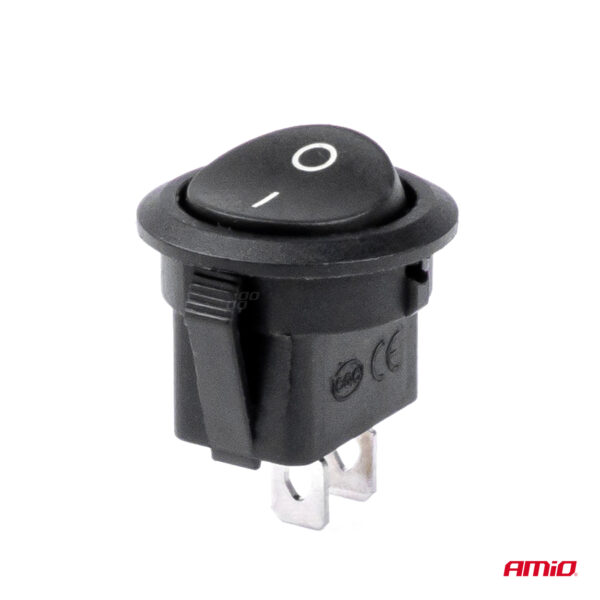 ΔΙΑΚΟΠΤΗΣ ON/OFF 2 ΕΠΑΦΩΝ 12V 20A ΣΤΡΟΓΓΥΛΟΣ Φ20mm ΜΑΥΡΟΣ AMIO - 1 τεμ. - Image 2