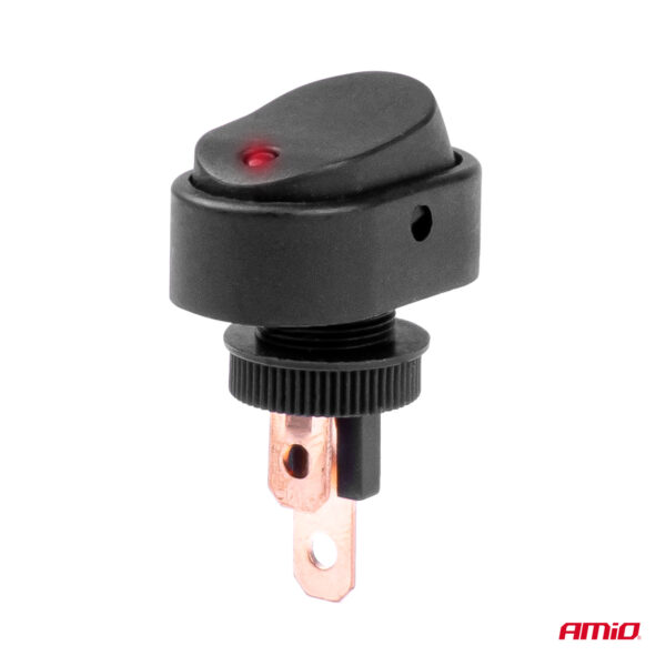 ΔΙΑΚΟΠΤΗΣ ON/OFF 3 ΕΠΑΦΩΝ ΜΕ LED ΚΟΚΚΙΝΟ12/24V Φ12mm 30A ΜΕ ΣΠΕΙΡΩΜΑ ΟΒΑΛ ΑΜΙΟ - 1 ΤΕΜ. - Image 2