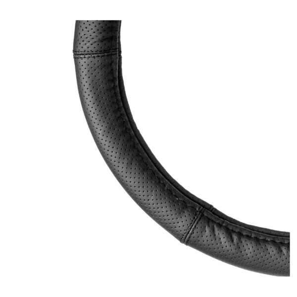 ΚΑΛΥΜΜΑ ΤΙΜΟΝΙΟΥ ΑΠΟ ΤΕΧΝΟΔΕΡΜΑ (L) 39-41cm SWC-50-L ΣΕ ΜΑΥΡΟ ΧΡΩΜΑ ΤΡΥΠΗΤΟ ΜΕ ΜΑΥΡΕΣ ΡΑΦΕΣ AMIO - 1 ΤΕΜ. - Image 2