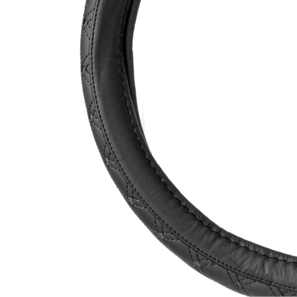 ΚΑΛΥΜΜΑ ΤΙΜΟΝΙΟΥ ΑΠΟ ΤΕΧΝΟΔΕΡΜΑ (ΧL) 41-43cm SWC-51-ΧL ΣΕ ΜΑΥΡΟ ΧΡΩΜΑ ΜΕ ΜΑΥΡΕΣ ΡΑΦΕΣ AMIO - 1 ΤΕΜ. - Image 2