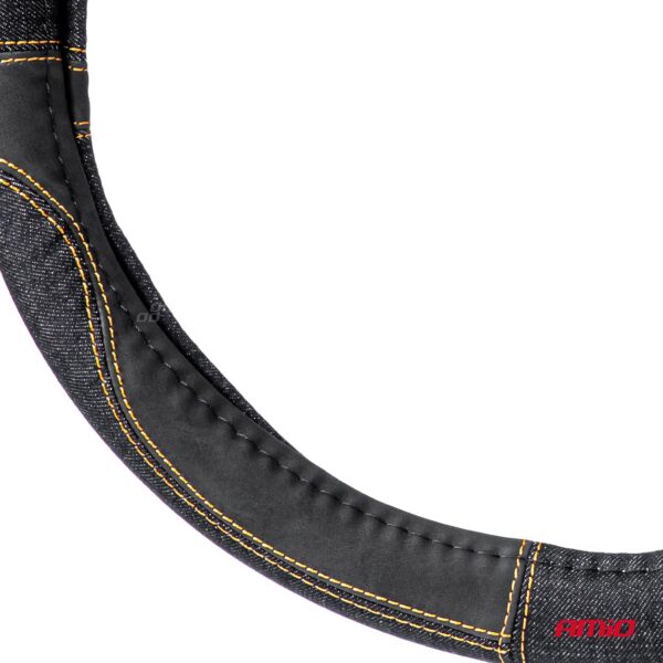 ΚΑΛΥΜΜΑ ΤΙΜΟΝΙΟΥ ΜΑΥΡΟ ΤΖΙΝ/DENIM (M) 37-39cm SWC-52-M ΜΕ ΜΑΥΡΕΣ & ΚΙΤΡΙΝΕΣ ΡΑΦΕΣ AMIO - 1 Τεμ. - Image 2