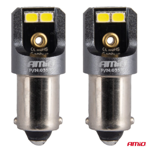 ΛΑΜΠΑΚΙΑ T4W BA9s 12/24V 6.000K 4xSMD LED CAN-BUS ΛΕΥΚΟ 2016 PRO SERIES AMIO - 2 Τεμ. - Image 2