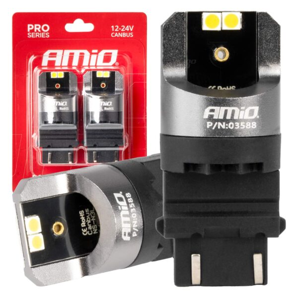 ALL IN POINT ΛΑΜΠΕΣ P27/7W 12/24V 6.000K 4SMD LED CAN-BUS ΛΕΥΚΑ PRO SERIES AMIO - 2 ΤΕΜ. - AIN-183632 LEFKELIS.GR