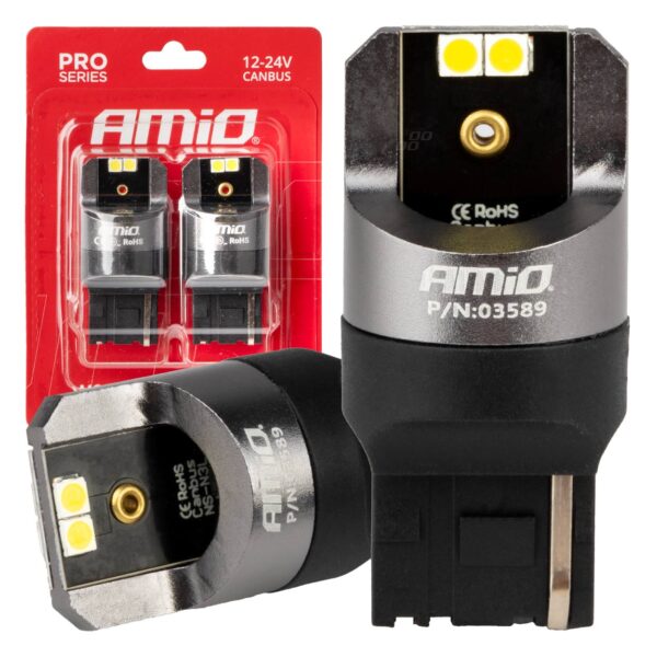 ALL IN POINT ΛΑΜΠΕΣ W21W 12/24V 6.000K 4SMD LED CAN-BUS ΛΕΥΚΑ PRO SERIES AMIO - 2 ΤΕΜ. - AIN-183633 LEFKELIS.GR