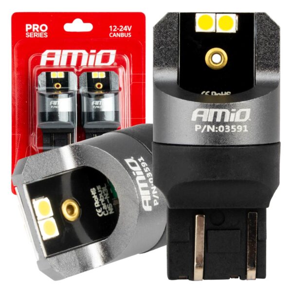 ALL IN POINT ΛΑΜΠΑΚΙΑ W21/5W 7443 12/24V 6.000K 4xSMD LED CAN-BUS ΛΕΥΚΟ PRO SERIES AMIO - 2 Τεμ. - AIN-182644 LEFKELIS.GR