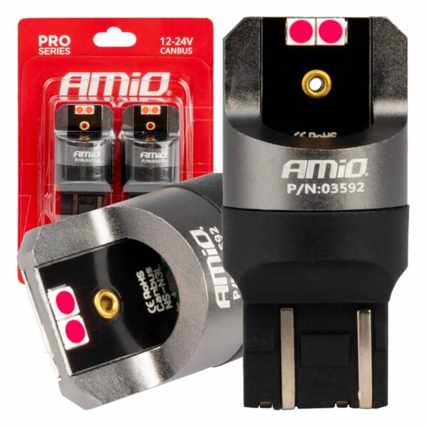 ALL IN POINT ΛΑΜΠΑΚΙΑ W21/5W 7443 12/24V 6.000K 4xSMD LED CAN-BUS ΚΟΚΚΙΝΟ PRO SERIES AMIO - 2 Τεμ. - AIN-182645 LEFKELIS.GR