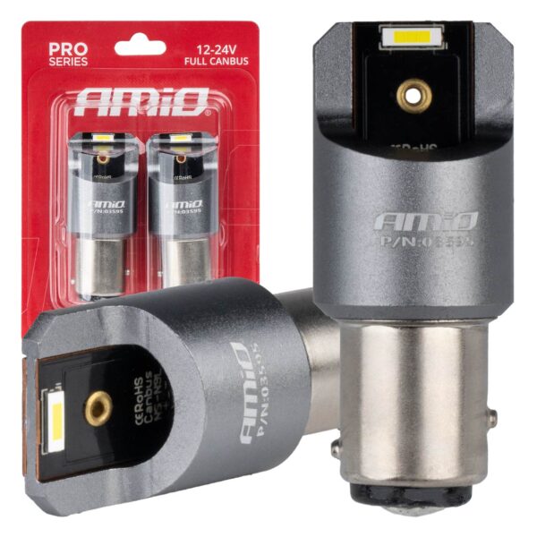 ALL IN POINT ΛΑΜΠΑΚΙΑ P21/5W BAY15d 12/24V 6.000K 2xSMD LED FULL CAN-BUS ΛΕΥΚΟ PRO SERIES AMIO - 2 Τεμ. - AIN-182646 LEFKELIS.GR