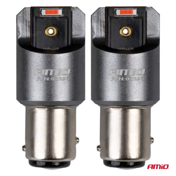 ΛΑΜΠΑΚΙΑ P21/5W BAY15d 12/24V 6.000K 2xSMD LED FULL CAN-BUS ΚΟΚΚΙΝΟ PRO SERIES AMIO - 2 Τεμ. - Image 2