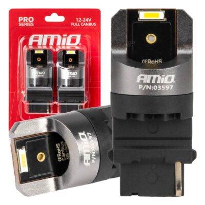 ALL IN POINT ΛΑΜΠΑΚΙΑ P27W 12/24V 6.000K 2SMD LED FULL CAN-BUS ΛΕΥΚΟ PRO SERIES AMIO - 2 Τεμ. - AIN-184757 LEFKELIS.GR