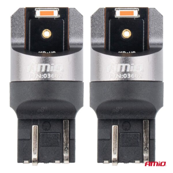 ΛΑΜΠΑΚΙΑ W21/5W 7443 12/24V 6.000K 2xSMD LED FULL CAN-BUS ΚΟΚΚΙΝΟ PRO SERIES AMIO - 2 Τεμ. - Image 2