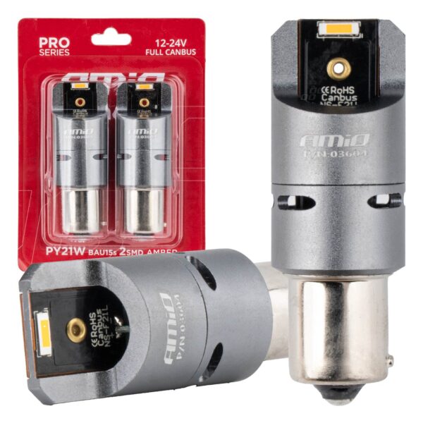 ALL IN POINT ΛΑΜΠΑΚΙΑ PY21W BAU15s 12/24V 6.000K 2xSMD LED FULL CAN-BUS(ΜΕ ΑΝΕΜΙΣΤΗΡΑΚΙ) ΠΟΡΤΟΚΑΛΙ PRO SERIES AMIO - 2 Τεμ. - AIN-182652 LEFKELIS.GR