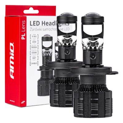 ALL IN POINT ΛΑΜΠΕΣ H4 PL-LENS SERIES 9>36V 60W 5.000K 3.800lm LED 2x4575 SMD CAN-BUS ΜΕ ΠΡΟΤΖΕΚΤΟΡΑ AMIO - 2 Τεμ. - AIN-182637 LEFKELIS.GR