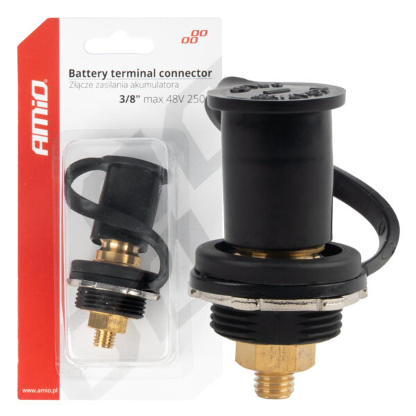 ALL IN POINT ΠΟΛΟΣ ΜΠΑΤΑΡΙΑΣ ΑΡΝΗΤΙΚΟΣ 3/8'' M10 max.48V 250A ΣΕ ΜΑΥΡΟ ΧΡΩΜΑ ΜΕ ΚΑΠΑΚΙ AMIO - 1 Τεμ. - AIN-182672 iluma.GR