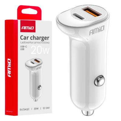 ALL IN POINT ΦΟΡΤΙΣΤΗΣ ΑΝΑΠΤΗΡΑ 12/24V ΜΕ 2 ΘΥΡΕΣ USB-C+USB 20W 5V/3AQC ΤΑΧΕΙΑΣ ΦΟΡΤΙΣΗΣ ΛΕΥΚΟΣ  AMIO - 1 Τεμ. - AIN-182715 LEFKELIS.GR