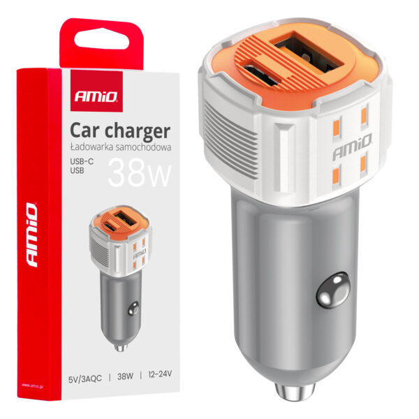 ALL IN POINT ΦΟΡΤΙΣΤΗΣ ΑΝΑΠΤΗΡΑ 12/24V ΜΕ 2 ΘΥΡΕΣ USB-C+USB 38W 5V/3AQC ΤΑΧΕΙΑΣ ΦΟΡΤΙΣΗΣ ΛΕΥΚΟΣ AMIO - 1 Τεμ. - AIN-182723 LEFKELIS.GR