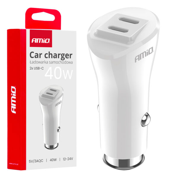 ALL IN POINT ΦΟΡΤΙΣΤΗΣ ΑΝΑΠΤΗΡΑ 12/24V ΜΕ 2 ΘΥΡΕΣ 2xUSB-C 40W 5V/3AQC ΤΑΧΕΙΑΣ ΦΟΡΤΙΣΗΣ ΛΕΥΚΟΣ AMIO - 1 Τεμ. - AIN-182724 LEFKELIS.GR