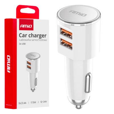 ALL IN POINT ΦΟΡΤΙΣΤΗΣ ΑΝΑΠΤΗΡΑ 12/24V ΜΕ 2 ΘΥΡΕΣ 2xUSB 17.5W 5V/3.4A  ΛΕΥΚΟΣ ΑΜΙΟ - 1 ΤΕΜ. - AIN-182727 LEFKELIS.GR