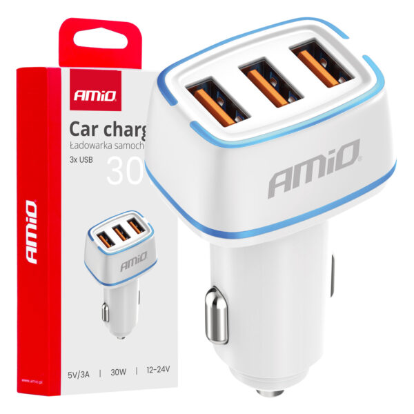 ALL IN POINT ΦΟΡΤΙΣΤΗΣ ΑΝΑΠΤΗΡΑ 12/24V ΜΕ 3 ΘΥΡΕΣ 3xUSB 30W 5V/3.0A ΛΕΥΚΟΣ 1 ΑΜΙΟ - 1 ΤΕΜ. - AIN-182728 LEFKELIS.GR