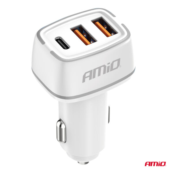 ΦΟΡΤΙΣΤΗΣ ΑΝΑΠΤΗΡΑ 12/24V ΜΕ 3 ΘΥΡΕΣ USB-C+2xUSB 32W 5V/3AQC ΤΑΧΕΙΑΣ ΦΟΡΤΙΣΗΣ ΛΕΥΚΟΣ ΑΜΙΟ - 1 ΤΕΜ. - Image 2