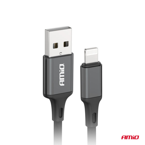 ΚΑΛΩΔΙΑ ΦΟΡΤΙΣΗΣ ΚΑΙ ΜΕΤΑΦΟΡΑΣ ΔΕΔΟΜΕΝΩΝ USB TYPE A ΣΕ APPLE LIGHTING 100CM 2A ΜΑΥΡΟ ΑΜΙΟ - 1 ΤΕΜ. - Image 2
