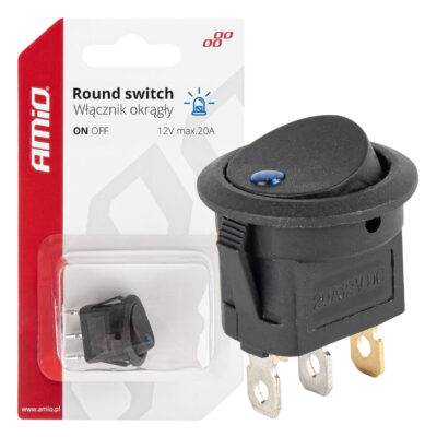 ALL IN POINT ΔΙΑΚΟΠΤΗΣ 12V ON/OFF ΣΤΡΟΓΓΥΛΟΣ ΜΕ 3 ΕΠΑΦΕΣ ΜΠΛΕ LED  AMIO - 1 τεμ. - AIN-184761 LEFKELIS.GR