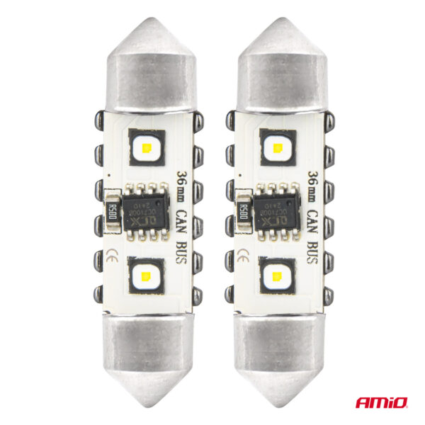 ΛΑΜΠΑΚΙΑ ΠΛΑΦΟΝΙΕΡΑΣ 36mm 12/24V C5W 5500K 12xSMD 3838 CAN-BUS FESTOON (ΛΕΥΚΟ) ΑΜΙΟ - 2 ΤΕΜ. - Image 2