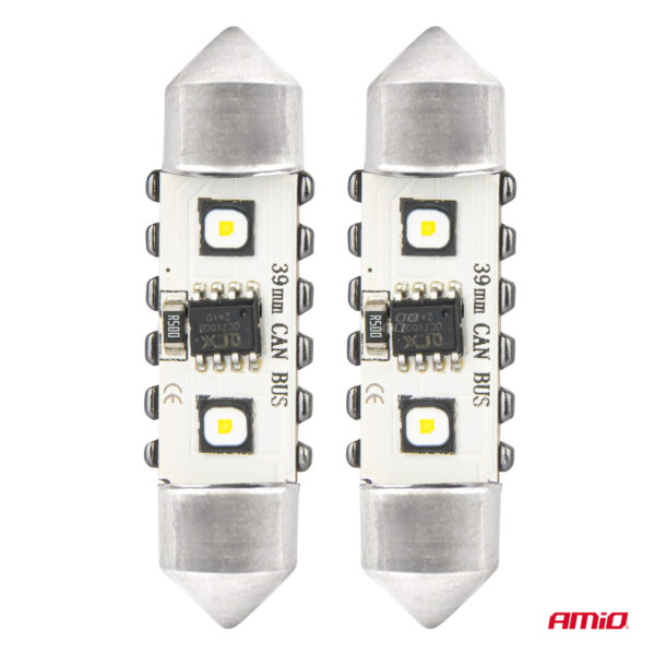 ΛΑΜΠΑΚΙΑ ΠΛΑΦΟΝΙΕΡΑΣ 39mm 12/24V C5W 5500K 12xSMD 3838 CAN-BUS FESTOON (ΛΕΥΚΟ) ΑΜΙΟ - 2 ΤΕΜ. - Image 2