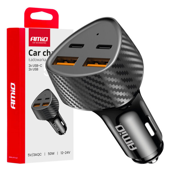 ALL IN POINT ΦΟΡΤΙΣΤΗΣ ΑΝΑΠΤΗΡΑ ΜΕ 4 ΘΥΡΕΣ 2xUSB-A+2xUSB-C 50W ΜΑΥΡΟ AMIO - 1 Τεμ. - AIN-183715 LEFKELIS.GR