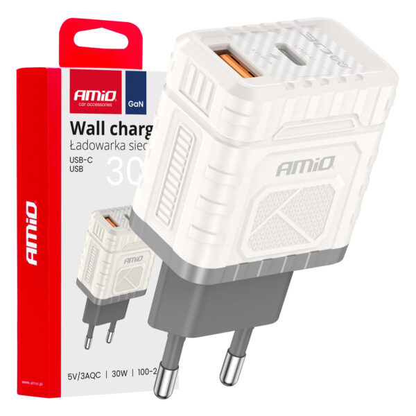 ALL IN POINT ΦΟΡΤΙΣΤΗΣ ΜΕ ΟΙΚΙΑΚΗ ΠΡΙΖΑ ΜΕ 2 ΘΥΡΕΣ USB-A+USB-C 30W 100-240V ΛΕΥΚΟ AMIO - 1 Τεμ. - AIN-183717 LEFKELIS.GR