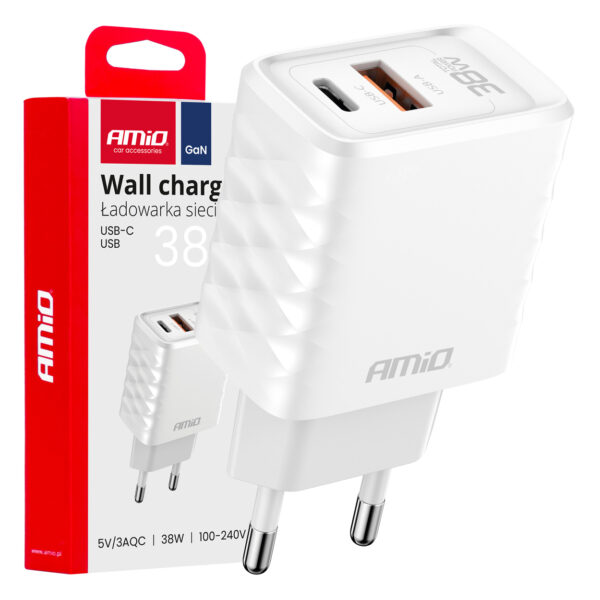 ALL IN POINT ΦΟΡΤΙΣΤΗΣ ΜΕ ΟΙΚΙΑΚΗ ΠΡΙΖΑ ΜΕ 2 ΘΥΡΕΣ USB-A+USB-C 38W 100-240V ΛΕΥΚΟ AMIO - 1 Τεμ. - AIN-183718 LEFKELIS.GR