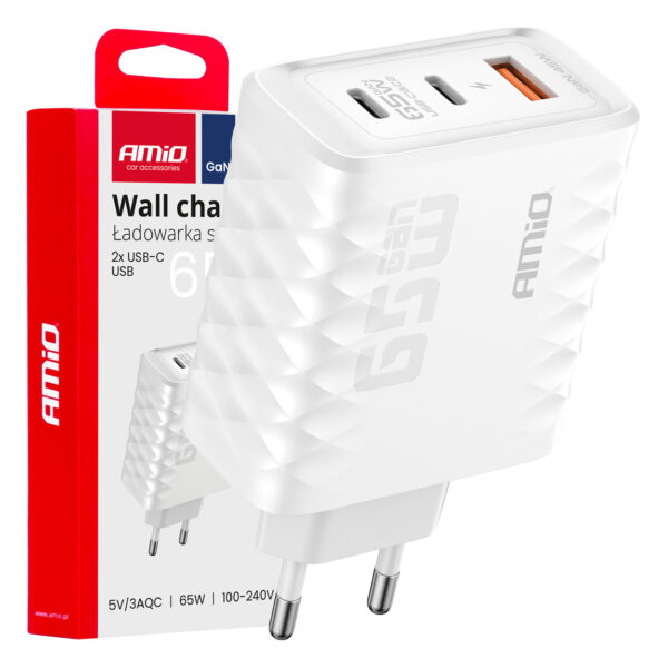 ALL IN POINT ΦΟΡΤΙΣΤΗΣ ΜΕ ΟΙΚΙΑΚΗ ΠΡΙΖΑ ΜΕ 3 ΘΥΡΕΣ 2xUSB-C+USB-A 65W 100-240V ΛΕΥΚΟ AMIO - 1 Τεμ. - AIN-183720 LEFKELIS.GR