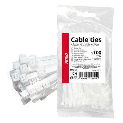 ALL IN POINT ΔΕΜΑΤΙΚΑ/ΔΕΤΙΚΑ ΚΑΛΩΔΙΩΝ TIE WRAP (ΤΑΙΡΑΠ) 2.5 x 100mm (ΛΕΥΚΟ)  ΑΜΙΟ - 100 ΤΕΜ. - AIN-183759 LEFKELIS.GR