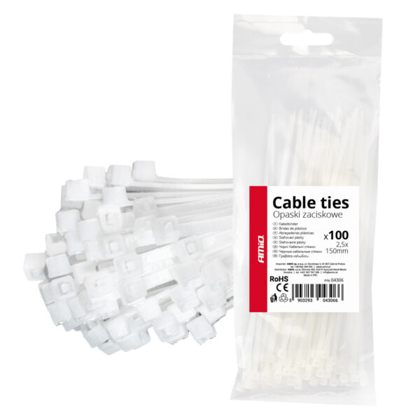 ALL IN POINT ΔΕΜΑΤΙΚΑ/ΔΕΤΙΚΑ ΚΑΛΩΔΙΩΝ TIE WRAP (ΤΑΙΡΑΠ) 2.5 x 150mm (ΛΕΥΚΟ) ΑΜΙΟ - 100 ΤΕΜ. - AIN-183771 LEFKELIS.GR