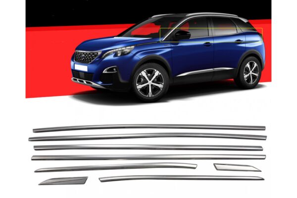TRIM ΜΑΡΚΕ ΠΟΡΤ ΜΠΑΓΚΑΖ ΧΡΩΜΙΟ ΜΕΤΑΛΛΙΚΟ S-Dizayn ΓΙΑ PEUGEOT 3008 2016+- 8 Τεμ. - Image 2