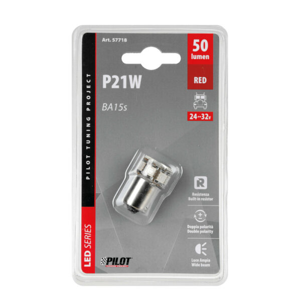 P21W 24/32V Ba15s 50lm 10xSMDx1CHIP LED CAN-BUS (ΦΟΥΝΤΟΥΚΙ) ΚΟΚΚΙΝΟ ΔΙΑΘΛΑΣΗΣ BLISTER​ LAMPA - 1 TEM. - Image 2