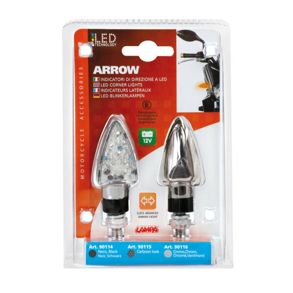 ΦΛΑΣ MOTO ARROW 12V LED 63x25mm ΧΡΩΜΙΟ LAMPA - 2 TEM. - Image 2