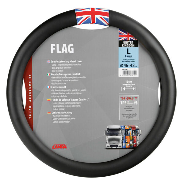ALL IN POINT ΚΑΛΥΜΜΑ ΤΙΜΟΝΙΟΥ ΦΟΡΤΗΓΟΥ FLAG ENGLAND ΜΑΥΡΟ ΜΕ ΣΗΜΑΙΑ ΑΓΓΛΙΑΣ (L) 46-48 cm LAMPA - 1 TEM. - AIN-173577 iluma.GR