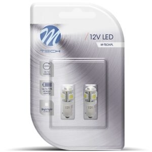 2W BA9s (ΜΙΝΙΟΝ) LED 5xSMD5050 ΛΕΥΚΟ BLISTER 2ΤΕΜ. M-TECH - AIN-159894 LEFKELIS.GR