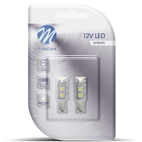 16W BA9s (ΜΙΝΙΟΝ) LED 9xSMD5050 ΛΕΥΚΟ BLISTER 2ΤΕΜ. M-TECH - AIN-159899 LEFKELIS.GR