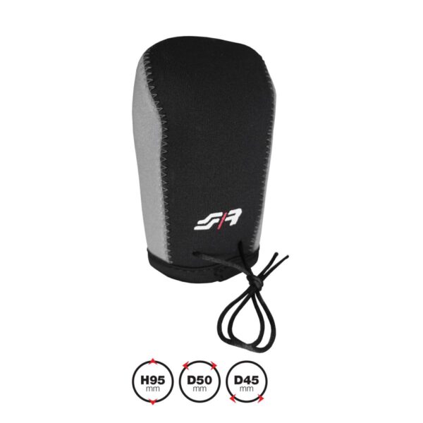 ALL IN POINT ΚΑΛΥΜΜΑ ΓΙΑ ΠΟΜΟΛΟ ΤΑΧΥΤΗΤΩΝ GEAR KNOB COVER ΜΑΥΡΟ/ΓΚΡΙ ΜΙΚΡΟΦΙΜΠΡΑ 95x45mm SIMONI RACING - 1 TEM. - AIN-170530 iluma.GR